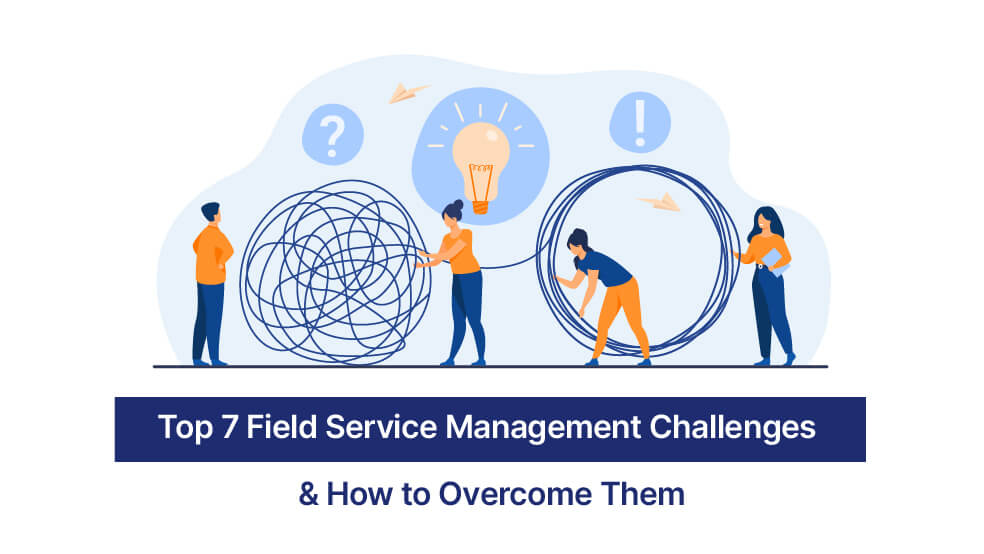 Team untangling a complex problem into an organized solution, representing field service management challenges