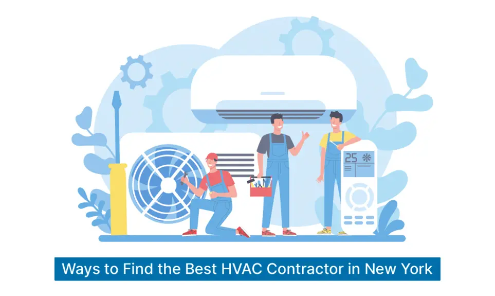HVAC technicians with tools working on air conditioning unit and remote control