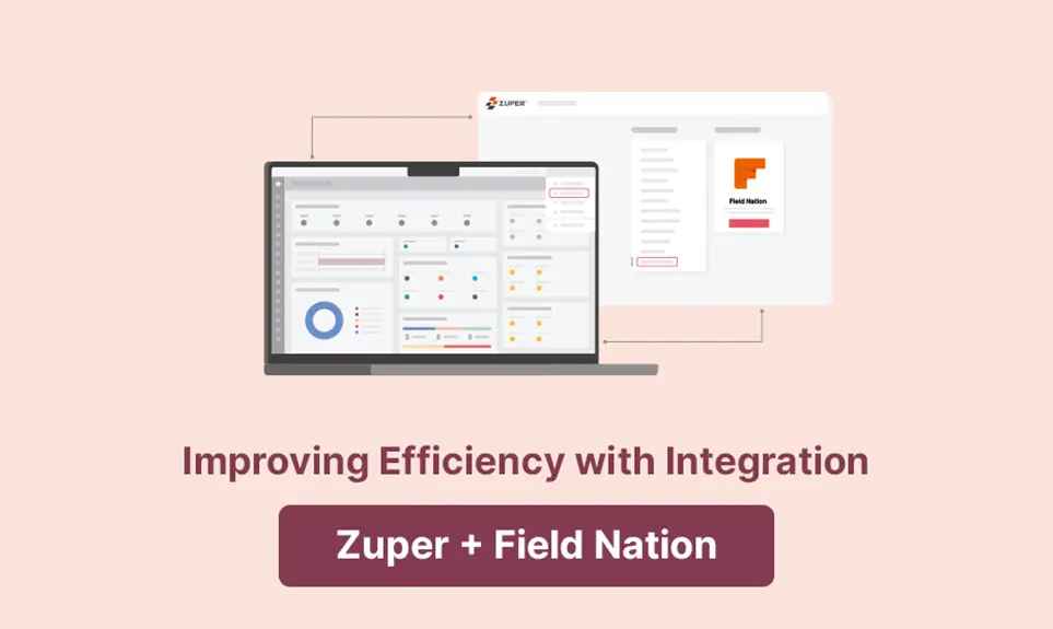 Zuper dashboard integrated with Field Nation showing job management and technician assignment workflow