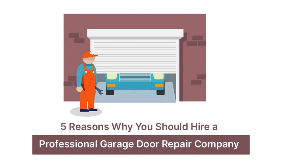 Technician in orange overalls holding a wrench standing outside an open garage with a car inside