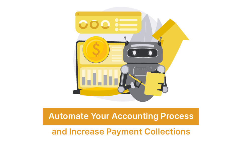 Robot holding clipboard beside laptop displaying financial charts and dollar coin with upward growth arrow