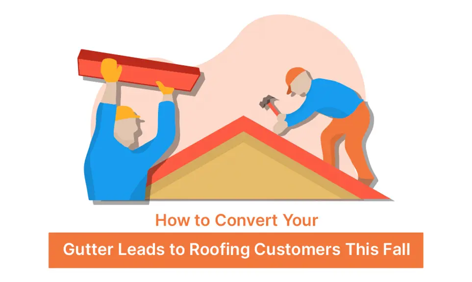 Two contractors installing roofing materials, one placing a beam while another hammers shingles on a house rooftop.