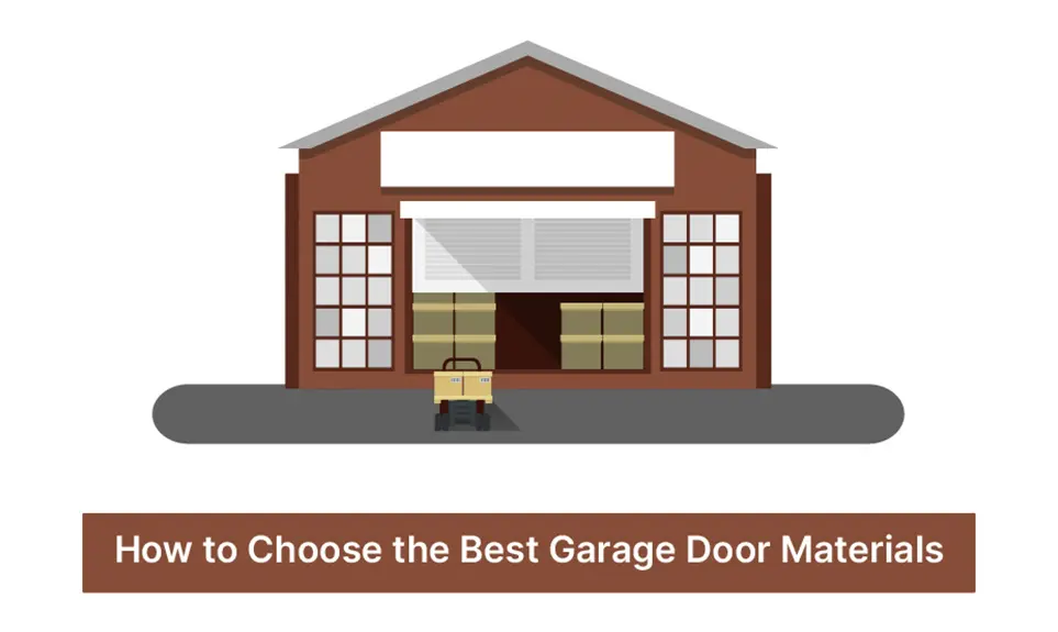 Warehouse with open garage door, stacked boxes, and forklift illustrating commercial door material considerations