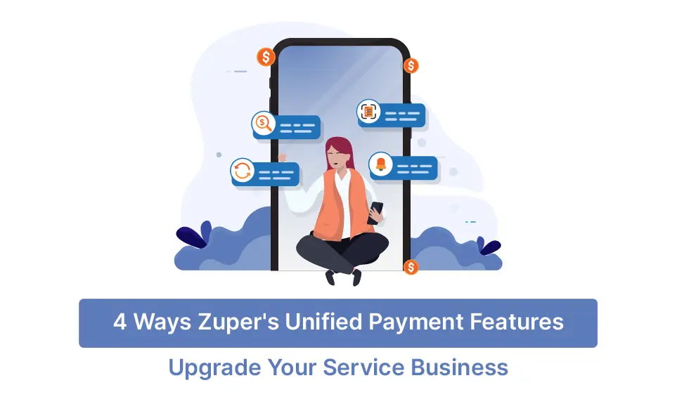 Woman using mobile app with payment notifications and messaging features for service business management