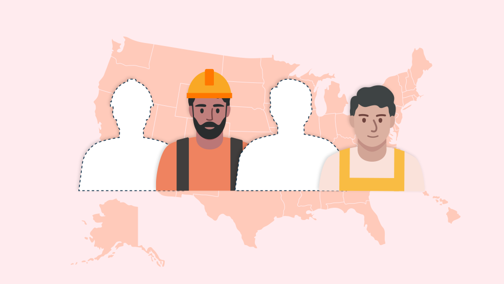 Construction workers and service technicians representing the US field service workforce