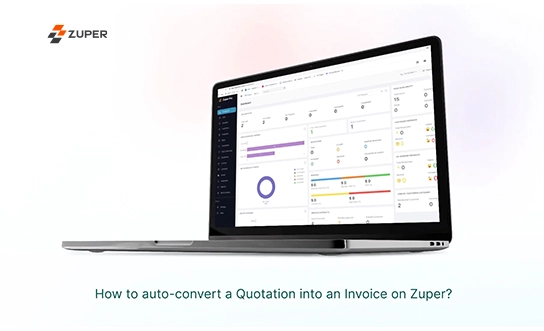 Zuper dashboard displaying quotation metrics with progress bars and donut chart for conversion tracking
