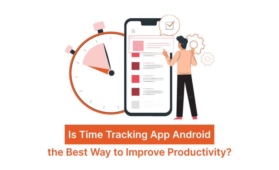 Stopwatch and smartphone showing task list with person reviewing productivity metrics