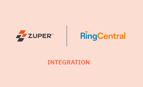 Zuper and RingCentral logos with integration label indicating connected platforms
