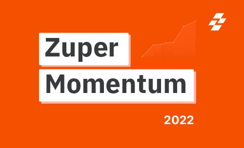 Zuper Momentum 2022 title card with upward trending growth line graph