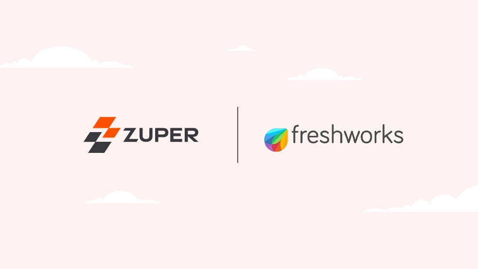 Zuper logo and Freshworks logo indicating software integration partnership