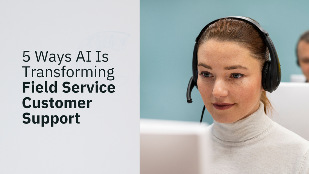 Customer support representative wearing headset in call center environment