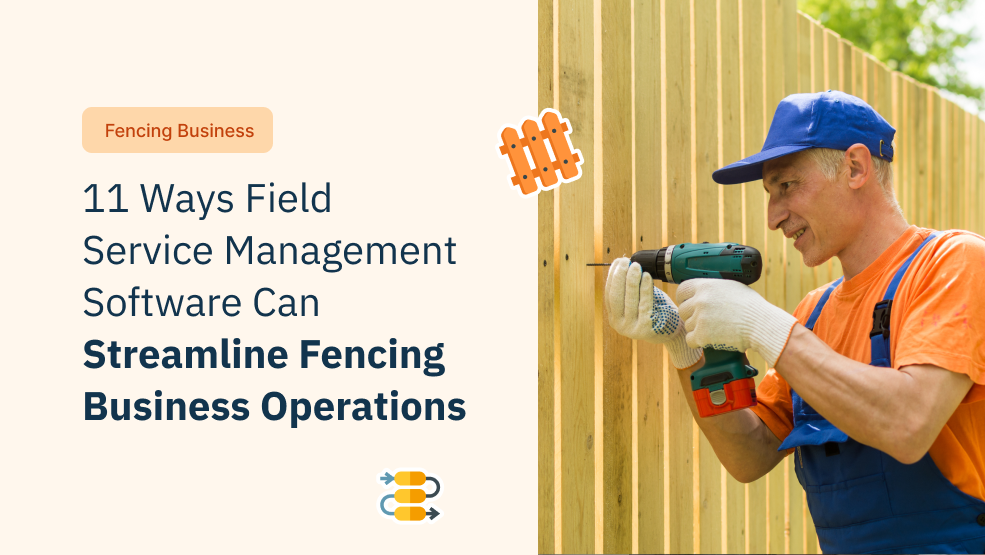 Fencing contractor using a power drill to install wooden fence panels on a job site