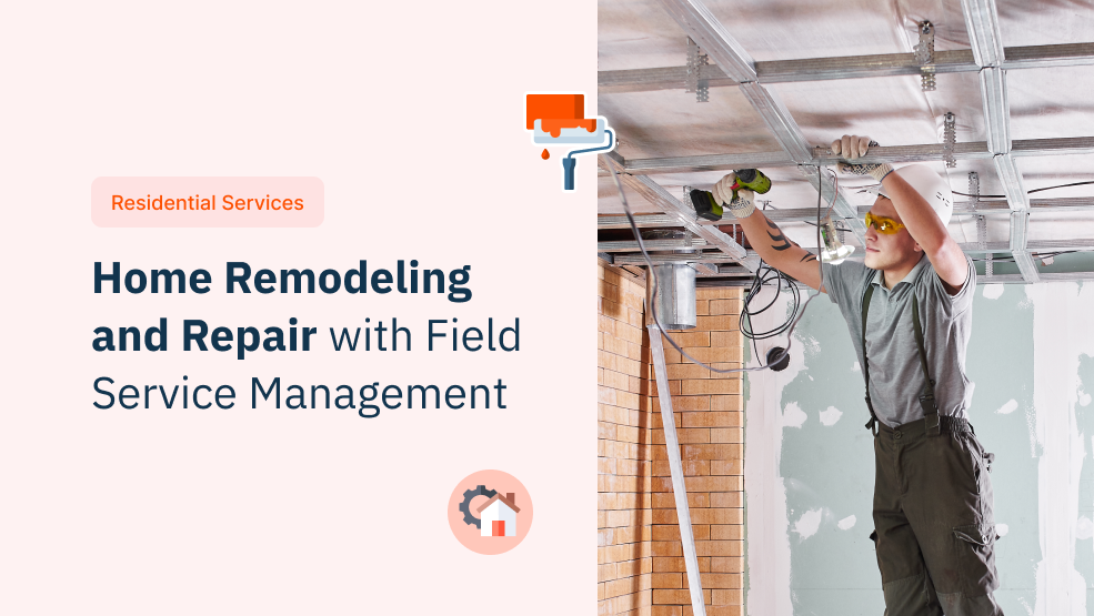 Technician installing drywall ceiling framework during home remodeling project
