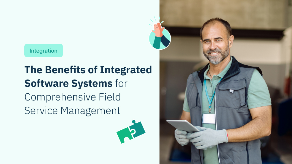 Field service technician holding a tablet, representing integrated software systems for field service management