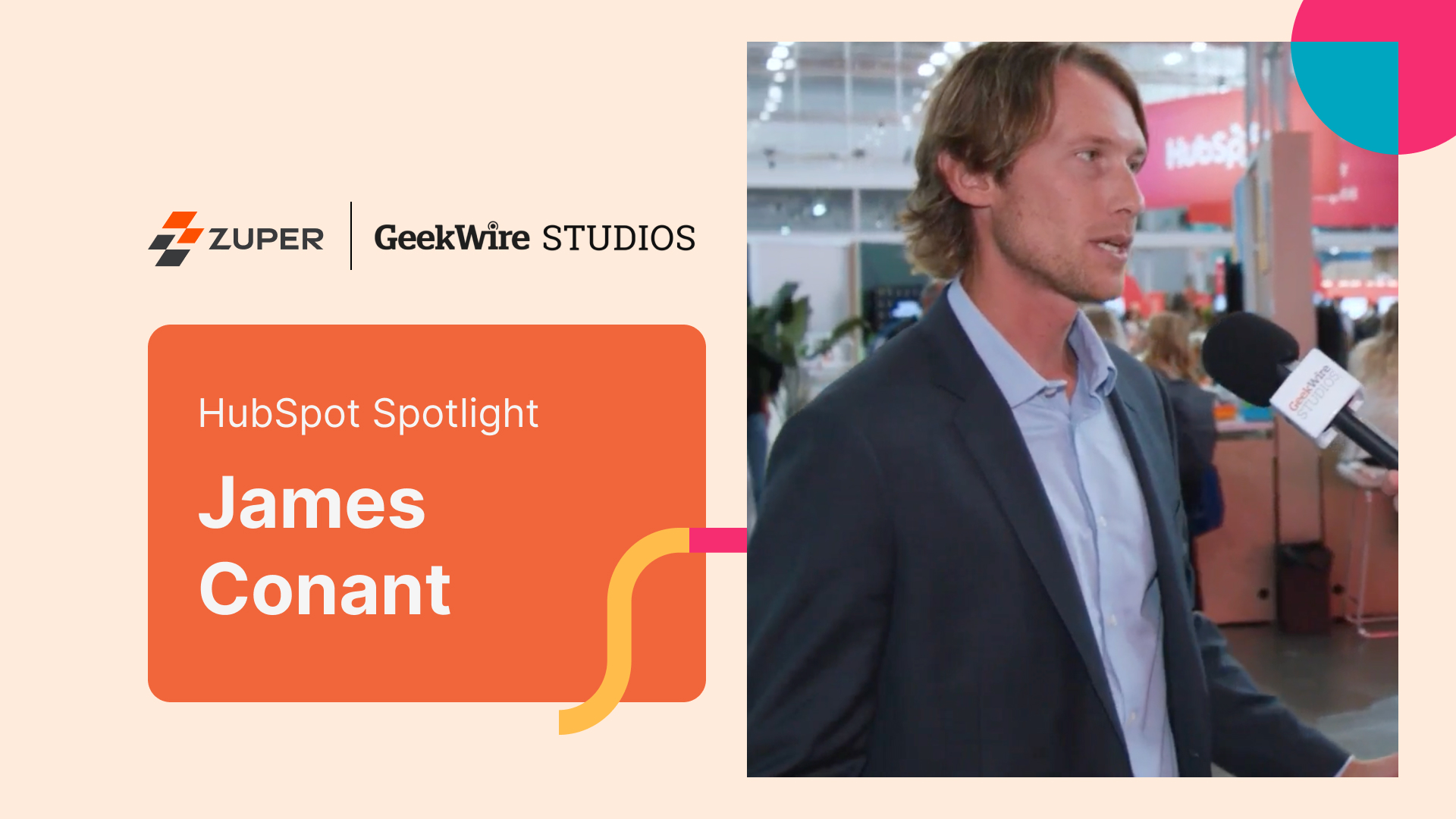 James Conant speaking in a GeekWire Studios interview at HubSpot Spotlight event
