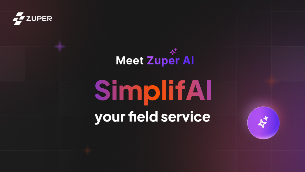 Zuper AI promotional banner with SimplifAI tagline for field service management