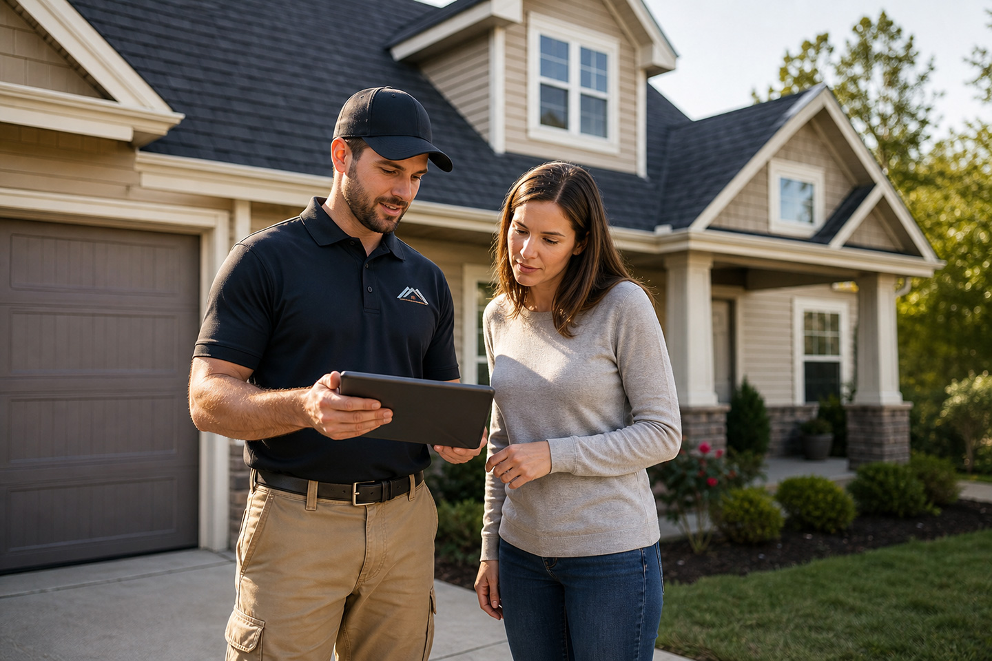 A roofer using roof bidding software to bid on a residential job