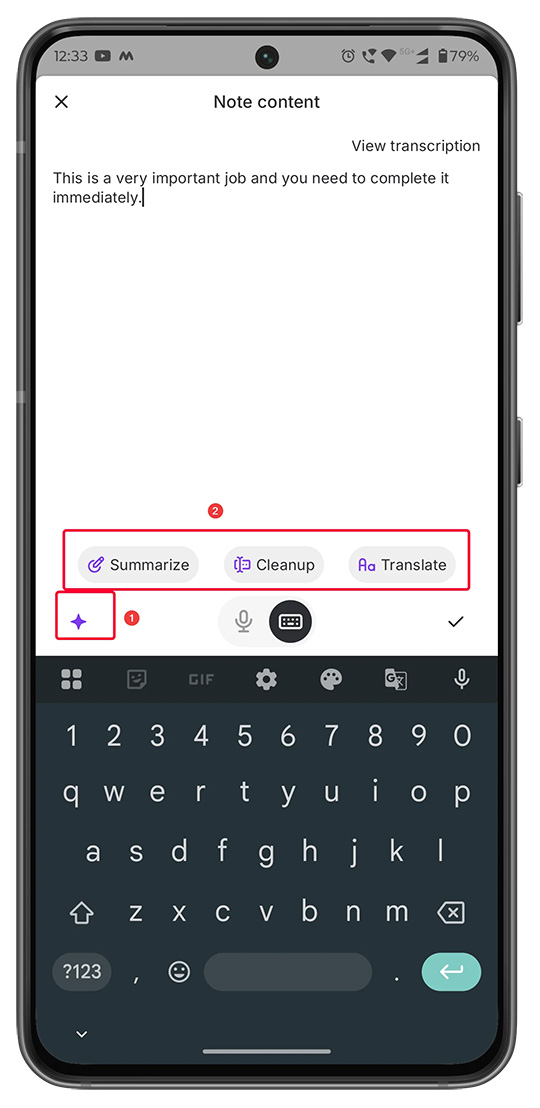 Zuper AI Voice Notes with a voice-entered job note and AI actions to enhance the note